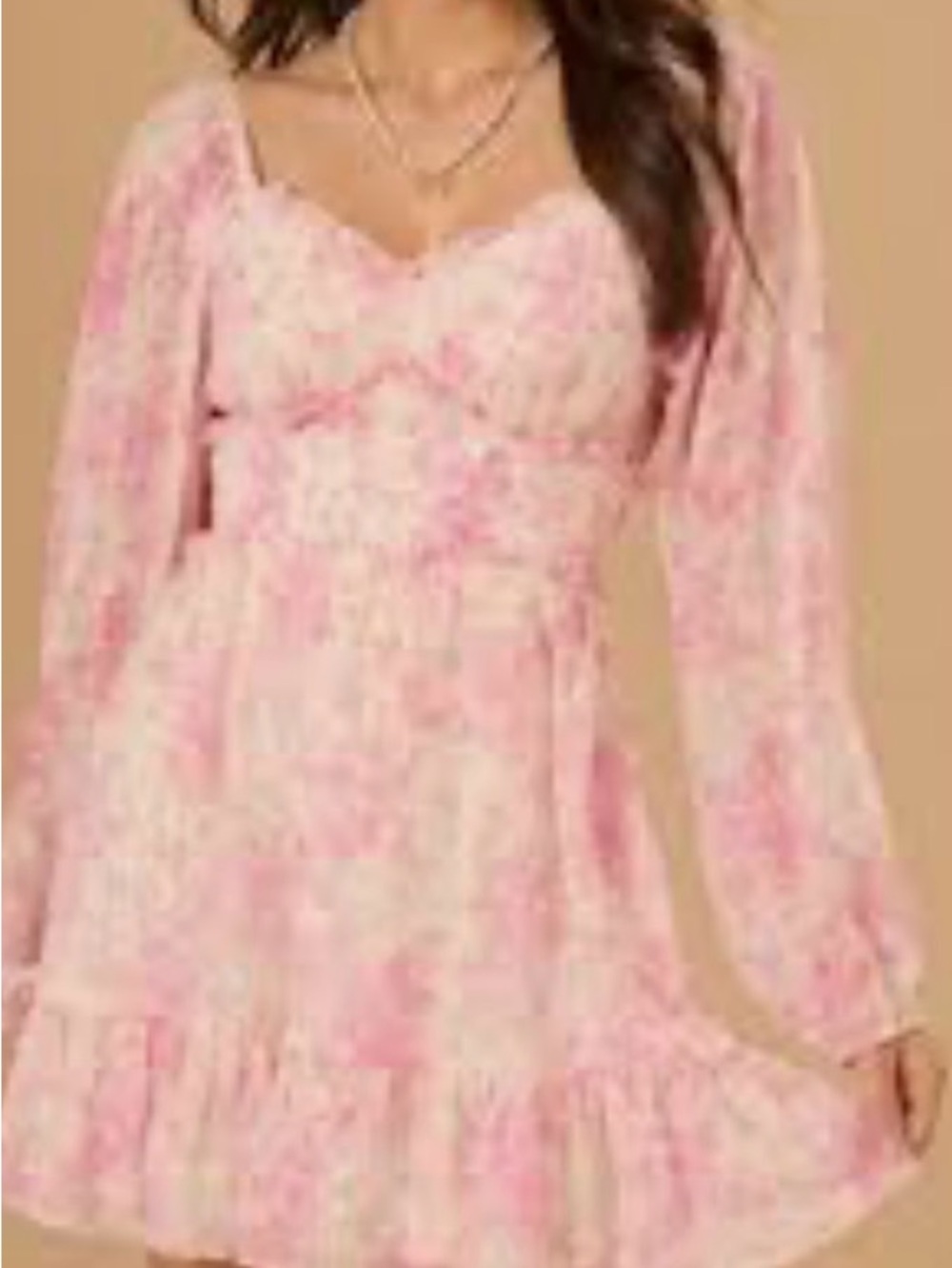 Altar'd State Pink Floral Long-Sleeve Mini Dress